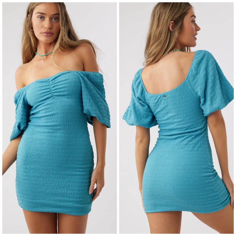 O’Neill Puff Sleeve Smocked Teagan Mini Dress